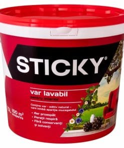 Vopsea pe baza de var lavabil, interior, Sticky, alba, 15 litri