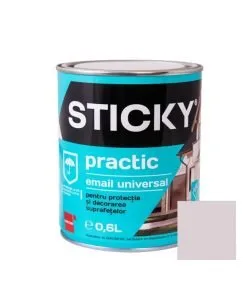 Vopsea alchidica pentru lemn/metal, Sticky Practic, interior/exterior, gri, 0.6 L