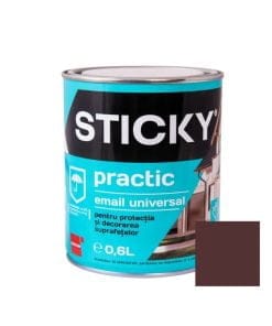Vopsea alchidica pentru lemn/metal, Sticky Practic, interior/exterior, maro, 0.6 L