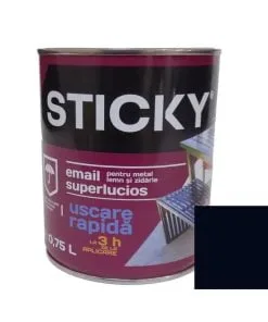 Vopsea alchidica pentru lemn/metal, Sticky, interior/exterior, negru, 0.75 L