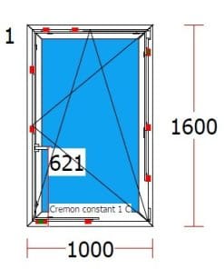 Usi si ferestre din termopan ieftine Fereastra PVC Barrier 95 Neo, 1000x1600 mm