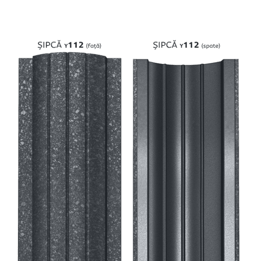 2 Gard vertical tip sipca y112 cap drept Caretta detaliu fata spate Briliant RAL 7024
